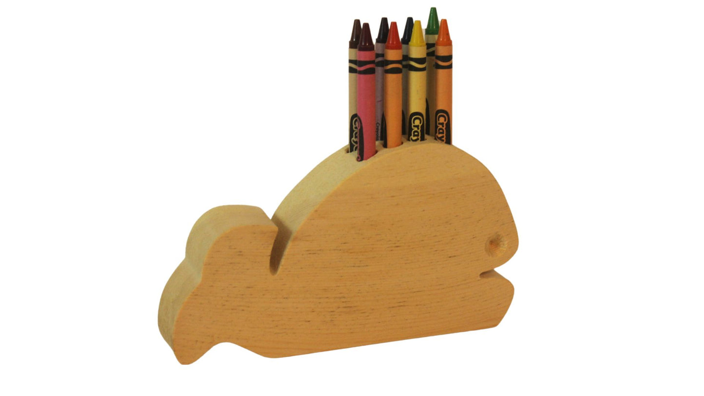 Whale crayon holder with 8 crayons included. Makes a great organizer and pickup incentive once the crayons have been removed from the box