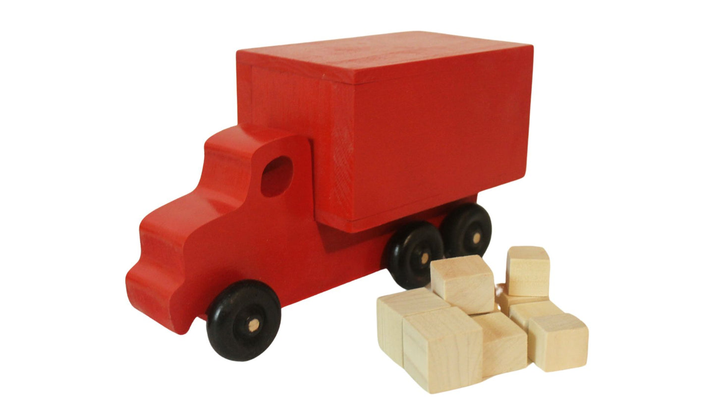 Moving or parcel truck. Solid hardwoods, wooden packages included, unfinished or choice of color for the truck