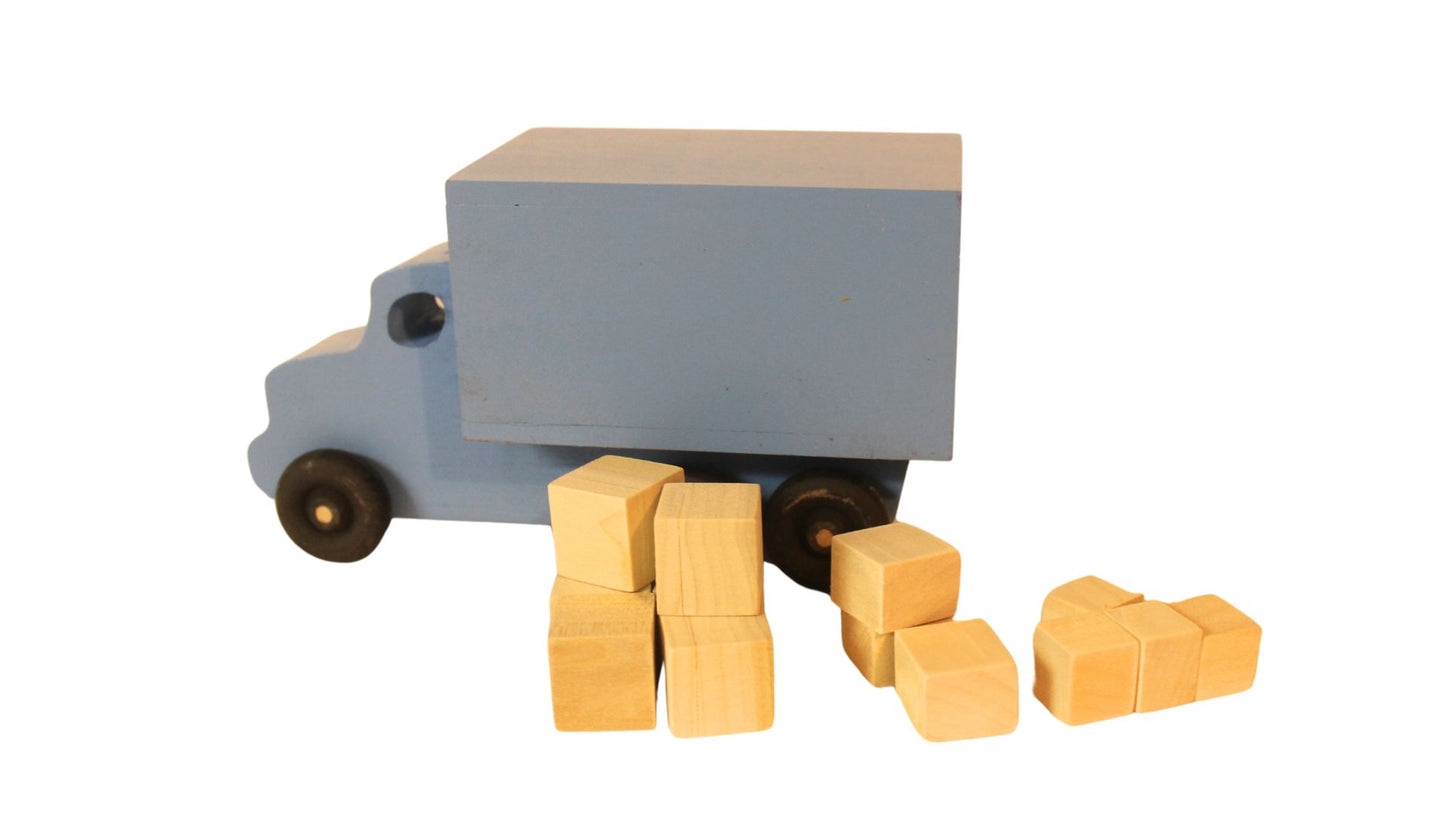 Moving or parcel truck. Solid hardwoods, wooden packages included, unfinished or choice of color for the truck