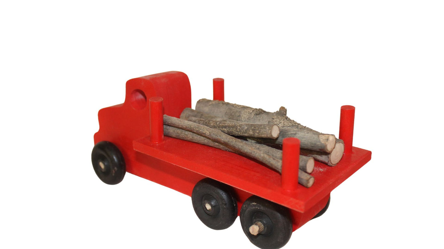 Logging truck, solid poplar, branches to simulate cut trees included. Choice of color
