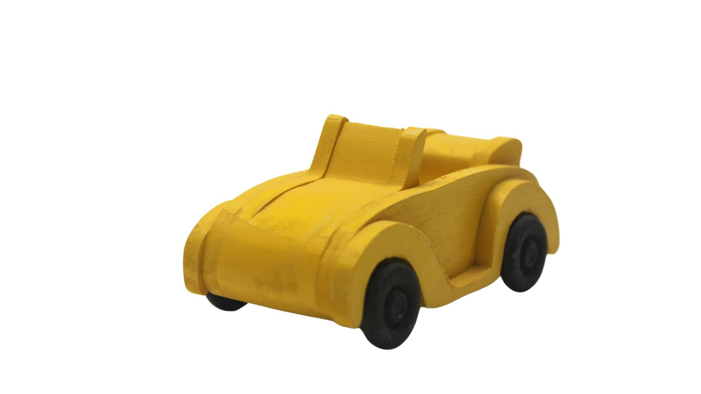 Toy wood gas and food stop with VW vehicles, gas islands, fast food restaurant