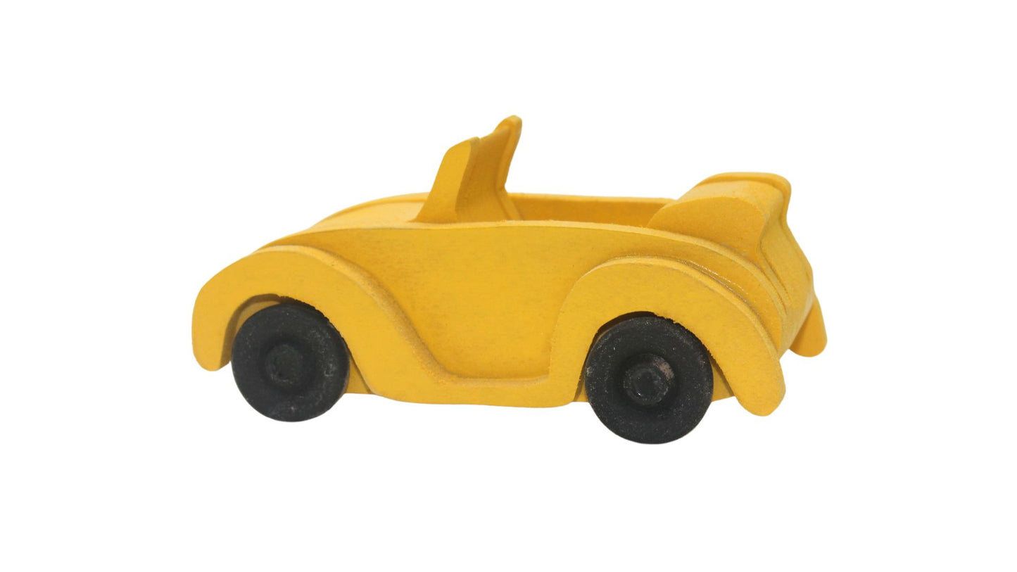 Toy wood gas and food stop with VW vehicles, gas islands, fast food restaurant