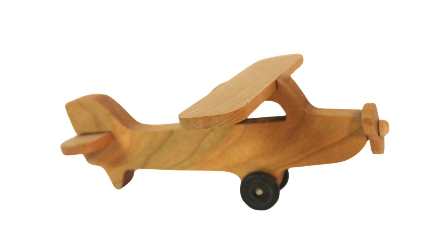 Toy wood Cessna Skyhawk, spinning propeller, turning wheels, choice of oak, cherry, or poplar