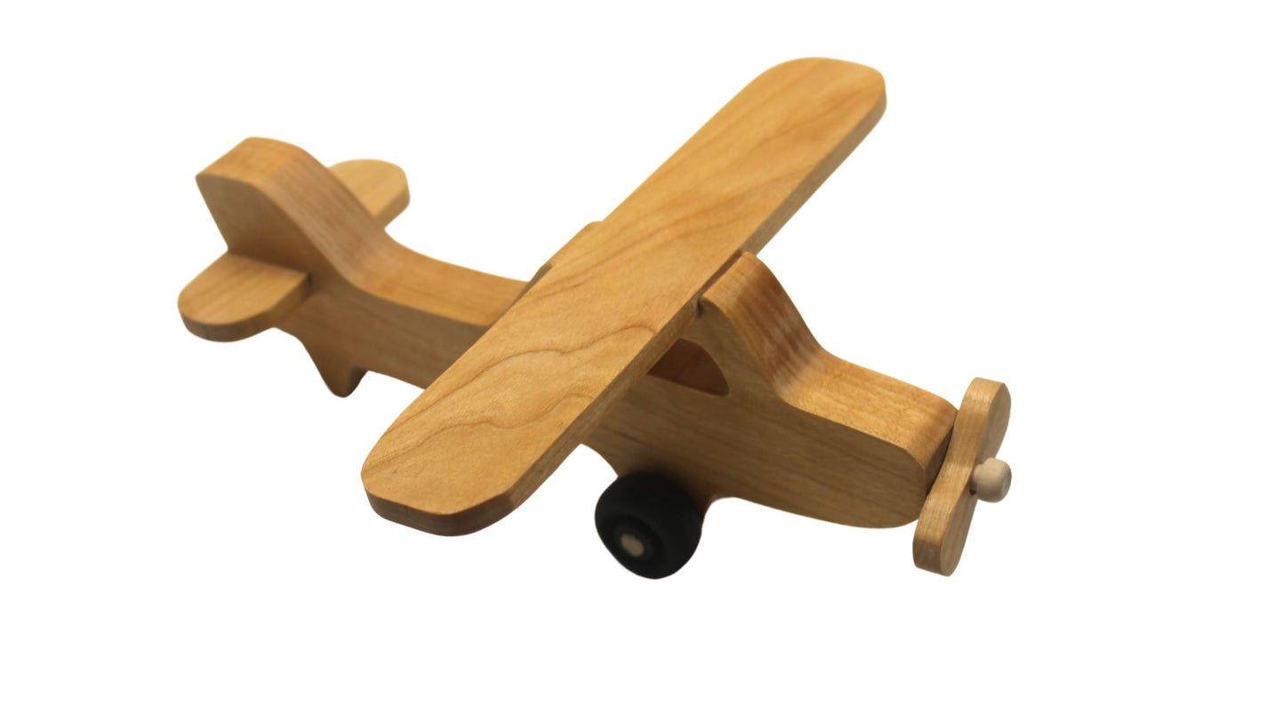 Toy wood Cessna Skyhawk, spinning propeller, turning wheels, choice of oak, cherry, or poplar