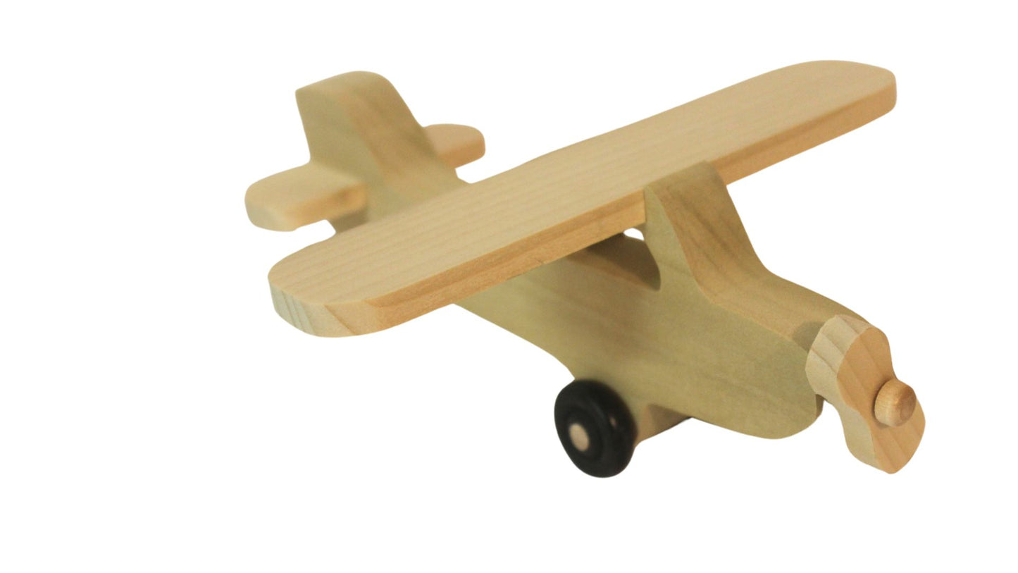 Toy wood Cessna Skyhawk, spinning propeller, turning wheels, choice of oak, cherry, or poplar