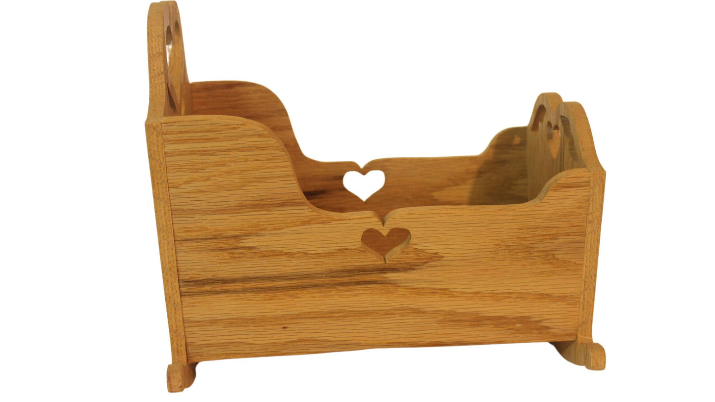 Barbie Doll Scale Cradle: Handcrafted Oak Miniature Furniture