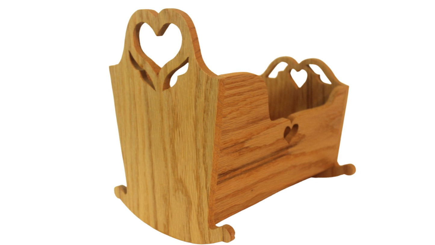 Barbie Doll Scale Cradle: Handcrafted Oak Miniature Furniture