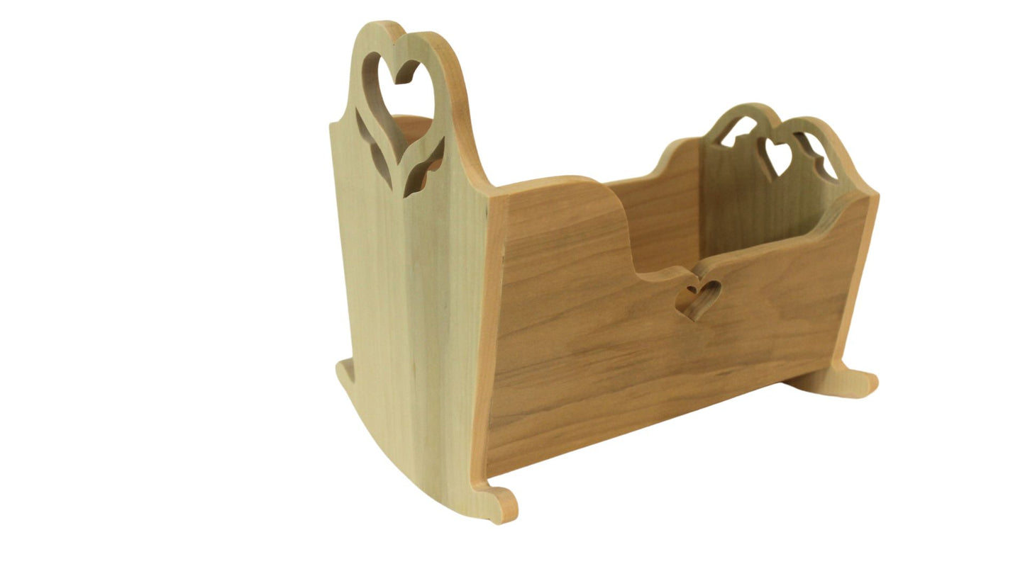 Barbie Doll Scale Cradle: Handcrafted Oak Miniature Furniture