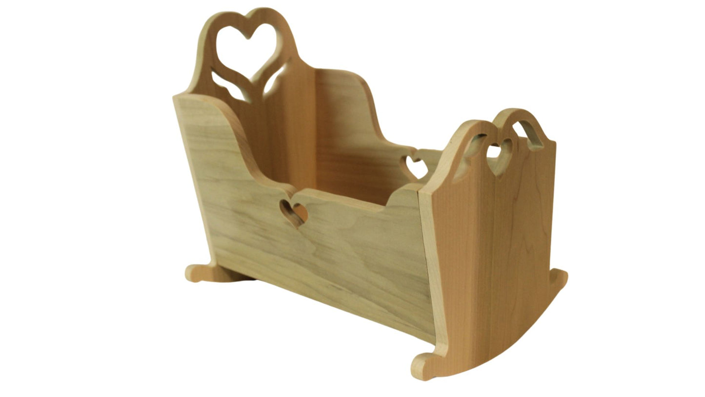 Barbie Doll Scale Cradle: Handcrafted Oak Miniature Furniture