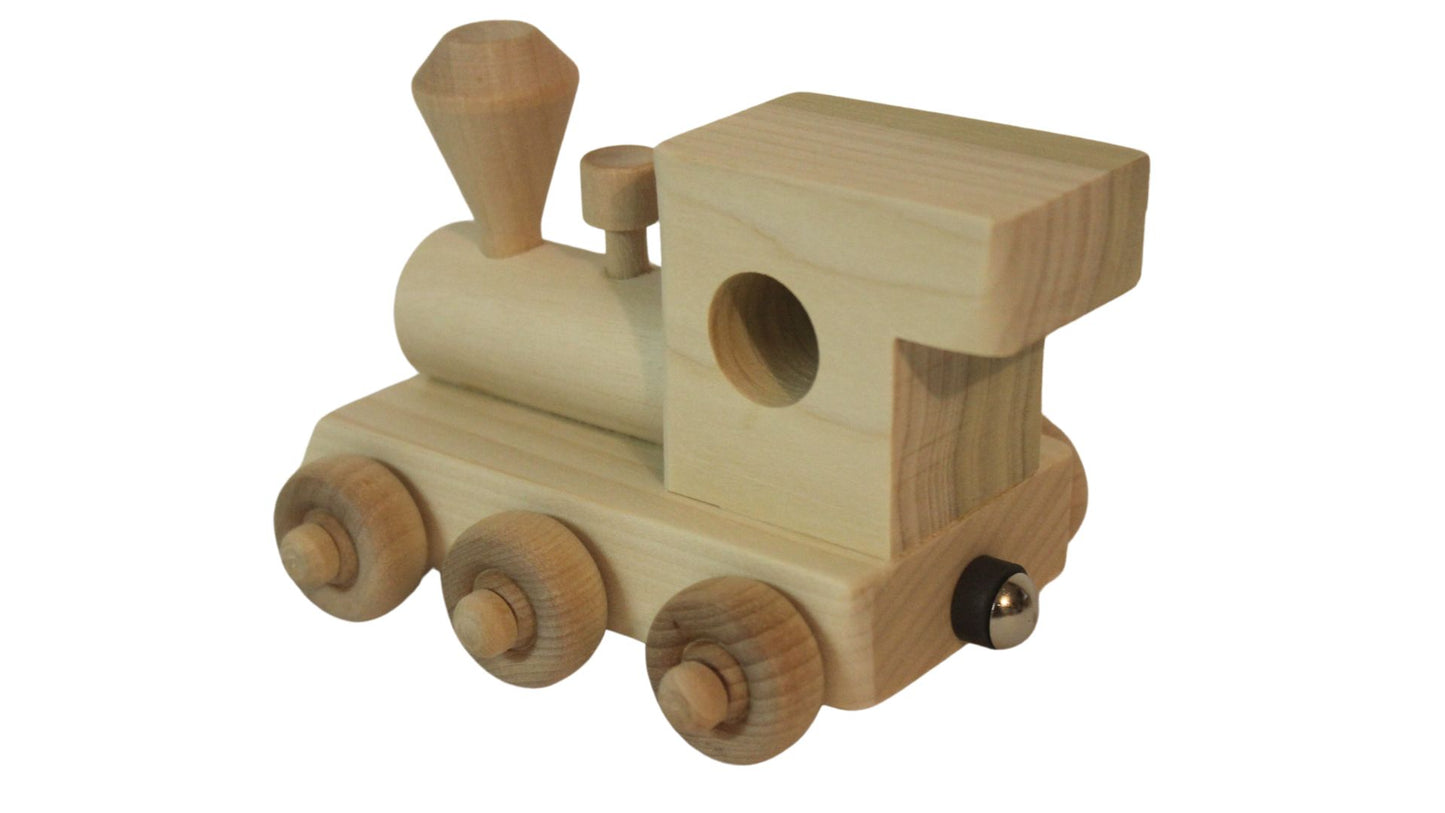 Handcrafted Personalized Wood Toy Train with Engine and Nine Cars