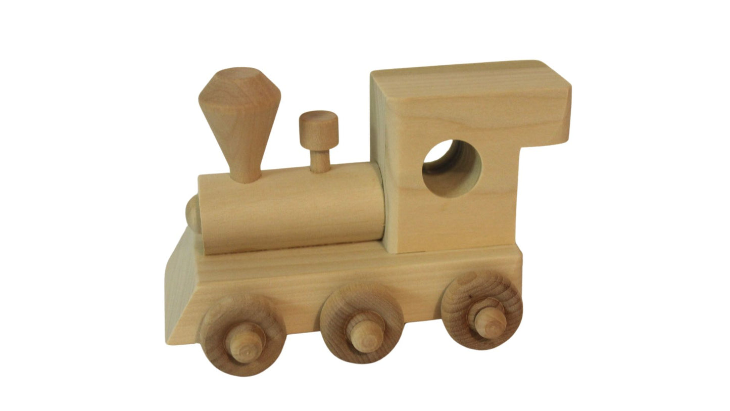 Handcrafted Personalized Wood Toy Train with Engine and Two Cars to Spell A Child's Name