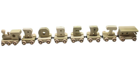 Handcrafted Personalized Wood Toy Train with Engine and Six Cars