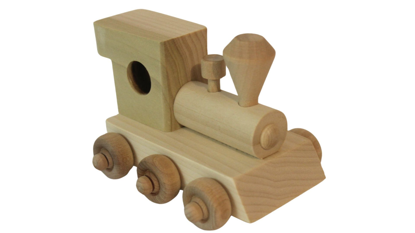 Handcrafted Personalized Wood Toy Train with Engine and Three Cars