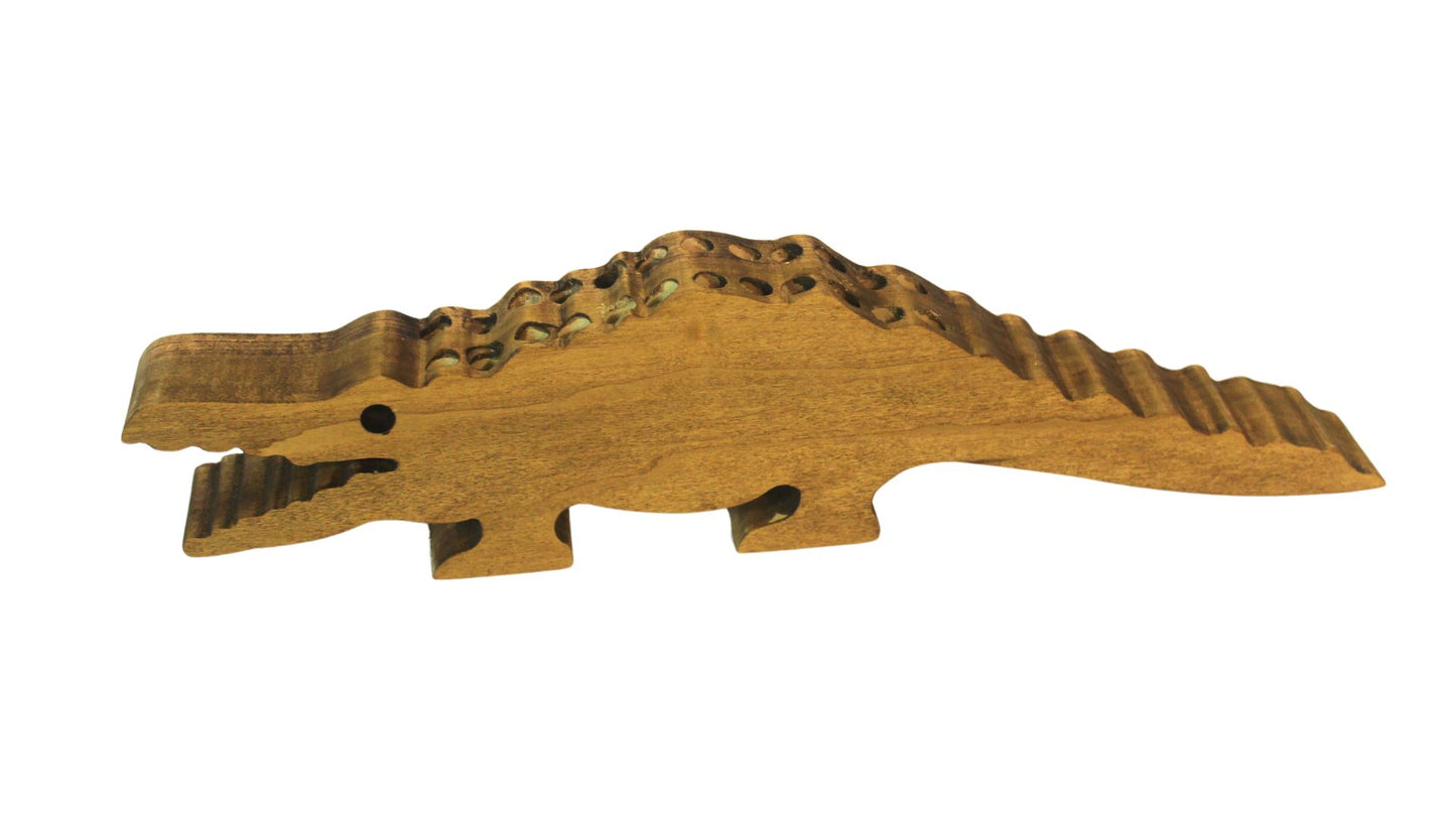 Alligator-shaped crayon holder, handmade from oak or poplar. 24 crayons included