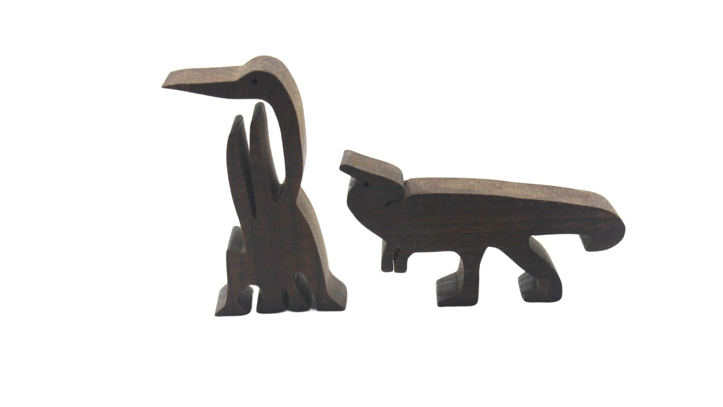 Premium Handmade Dinosaur Set: Large Size, Made of Solid Hardwoods, Complete with Volcano