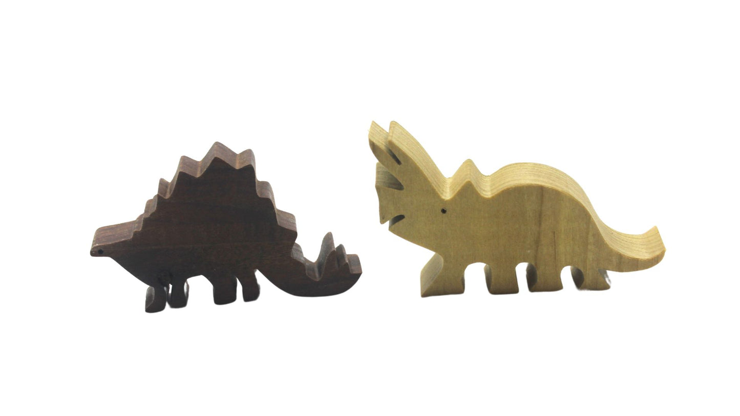 Premium Handmade Dinosaur Set: Large Size, Made of Solid Hardwoods, Complete with Volcano