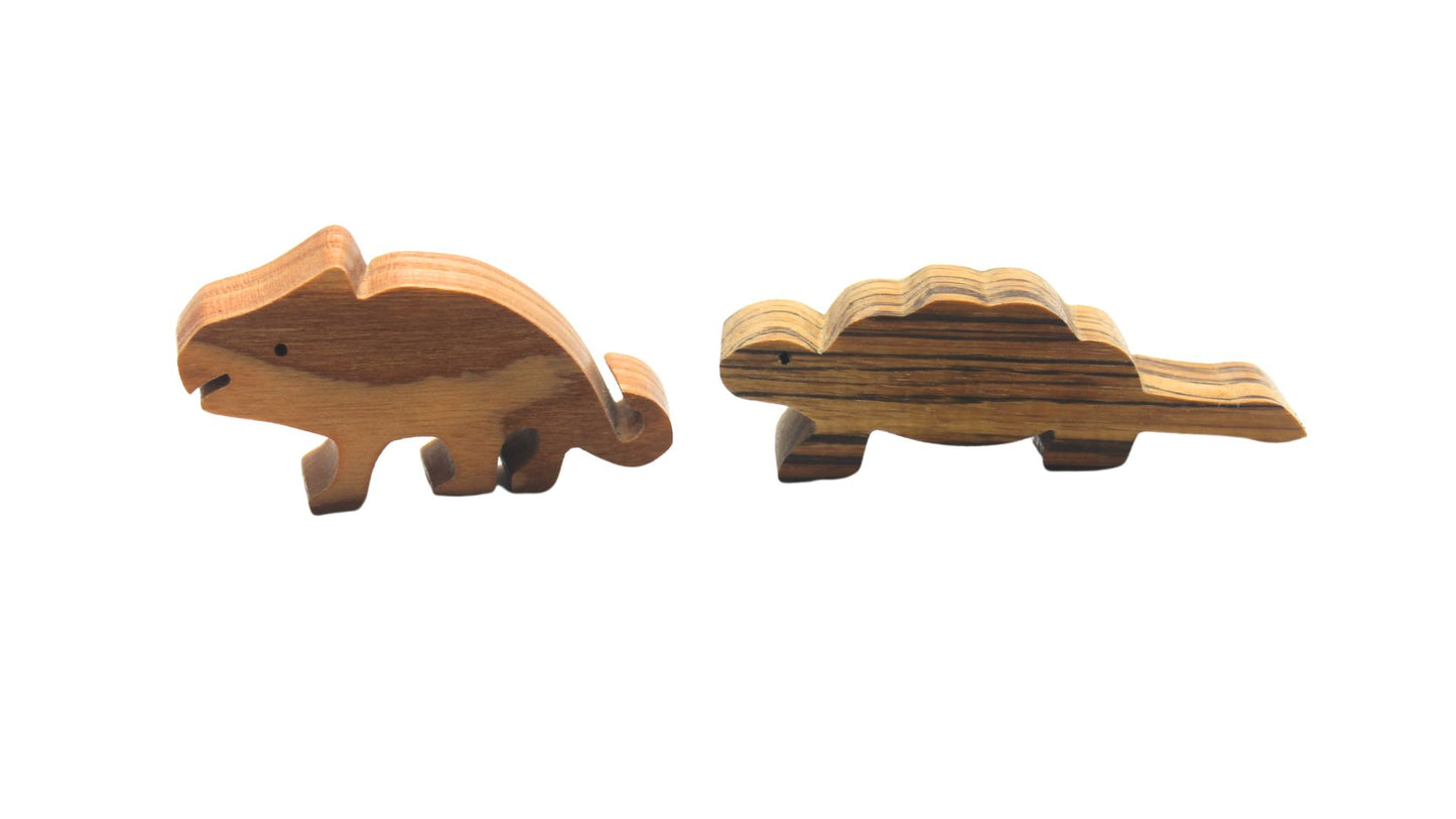 Premium Handmade Dinosaur Set: Large Size, Made of Solid Hardwoods, Complete with Volcano