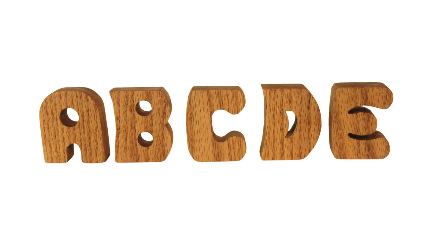 Complete Wooden Alphabet Set - 26 Letters - Choose from Oak or Paintable Unfinished Poplar