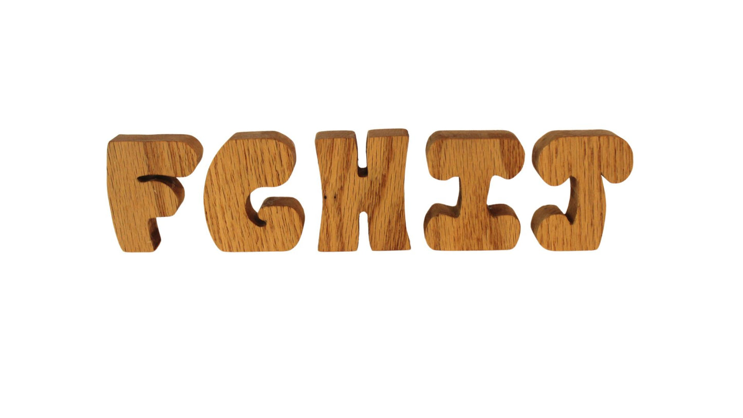 Complete Wooden Alphabet Set - 26 Letters - Choose from Oak or Paintable Unfinished Poplar