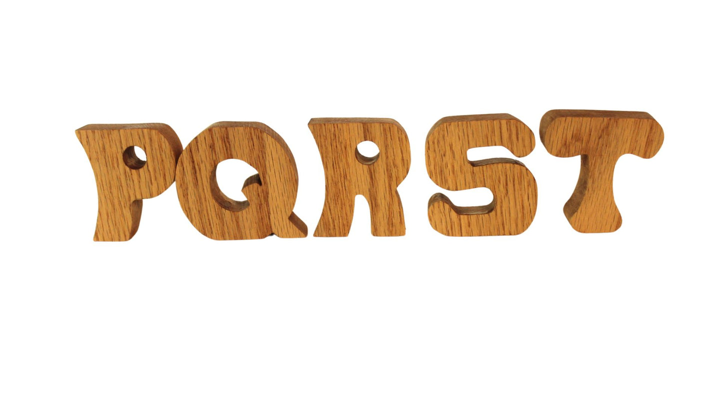 Complete Wooden Alphabet Set - 26 Letters - Choose from Oak or Paintable Unfinished Poplar