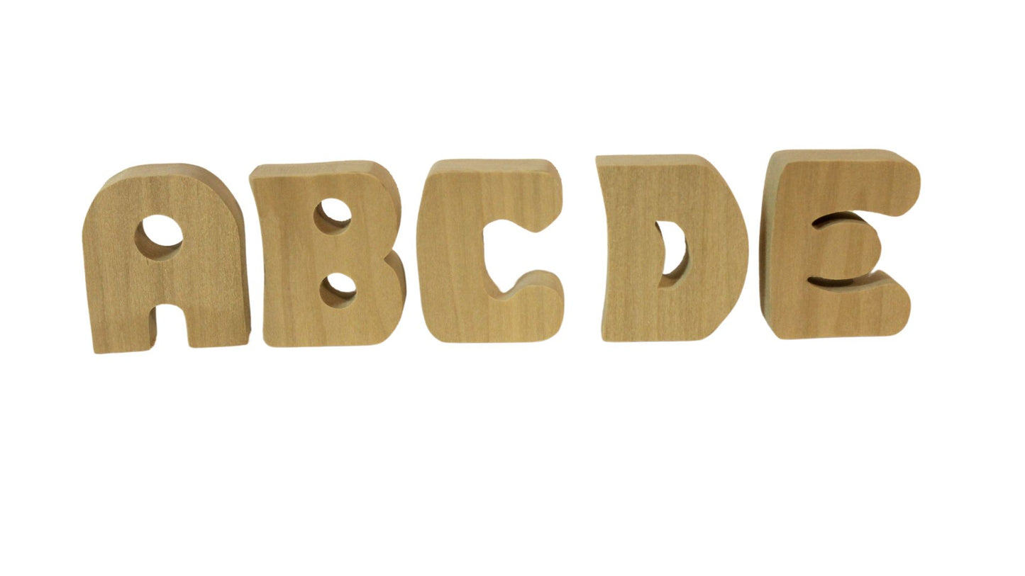 Complete Wooden Alphabet Set - 26 Letters - Choose from Oak or Paintable Unfinished Poplar