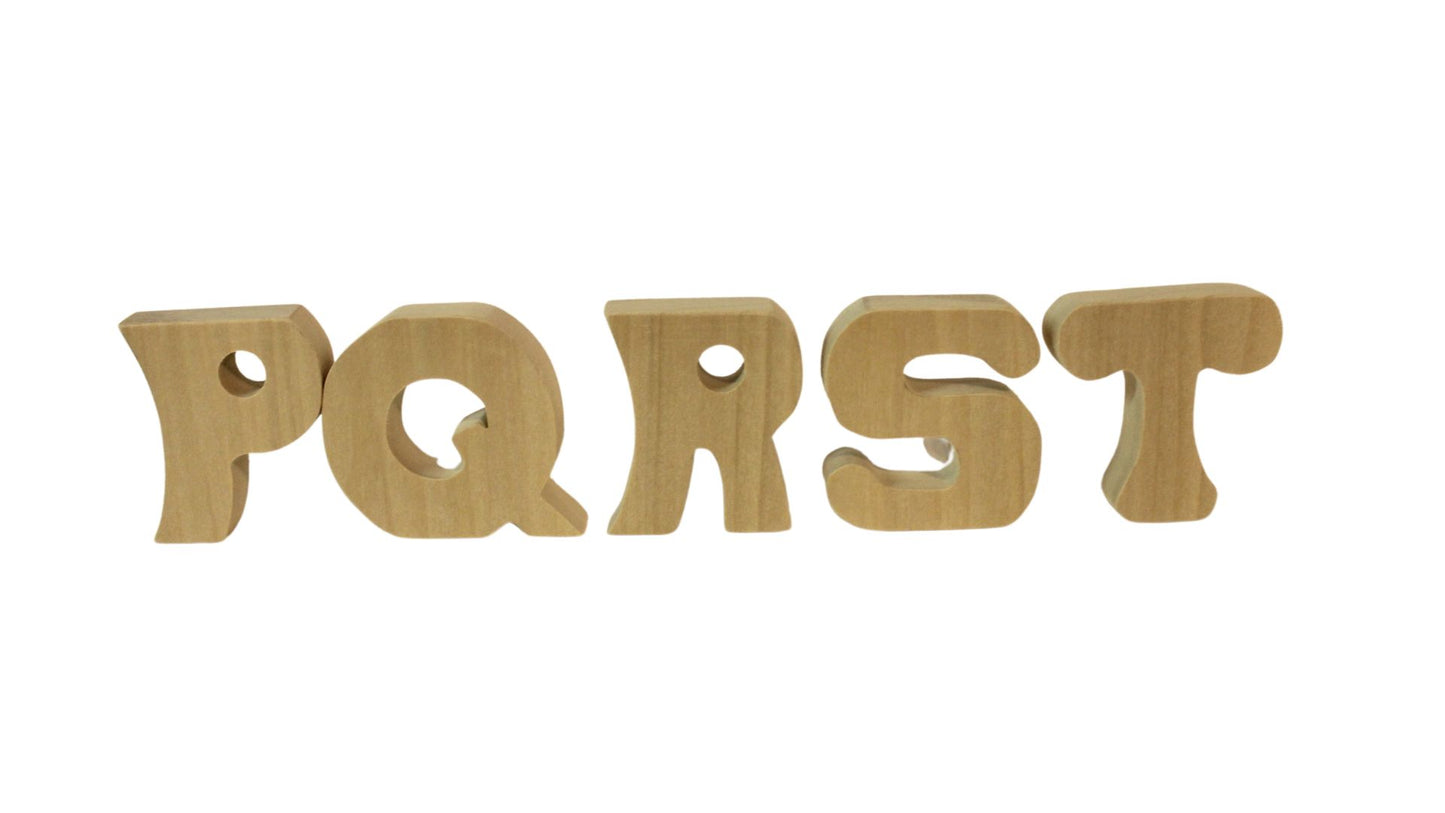 Complete Wooden Alphabet Set - 26 Letters - Choose from Oak or Paintable Unfinished Poplar