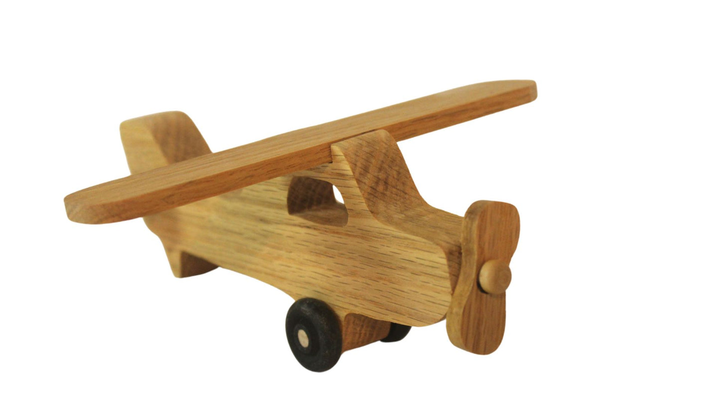 Toy wood Cessna Skyhawk, spinning propeller, turning wheels, choice of oak, cherry, or poplar