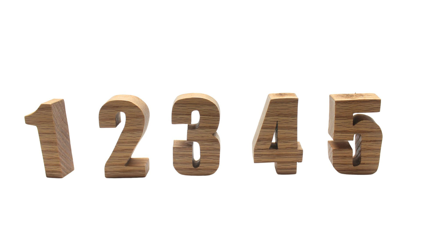 Number set, one through nine, plus zero. Great learning tool for young children. Choice of oak, or unfinished numbers you can paint