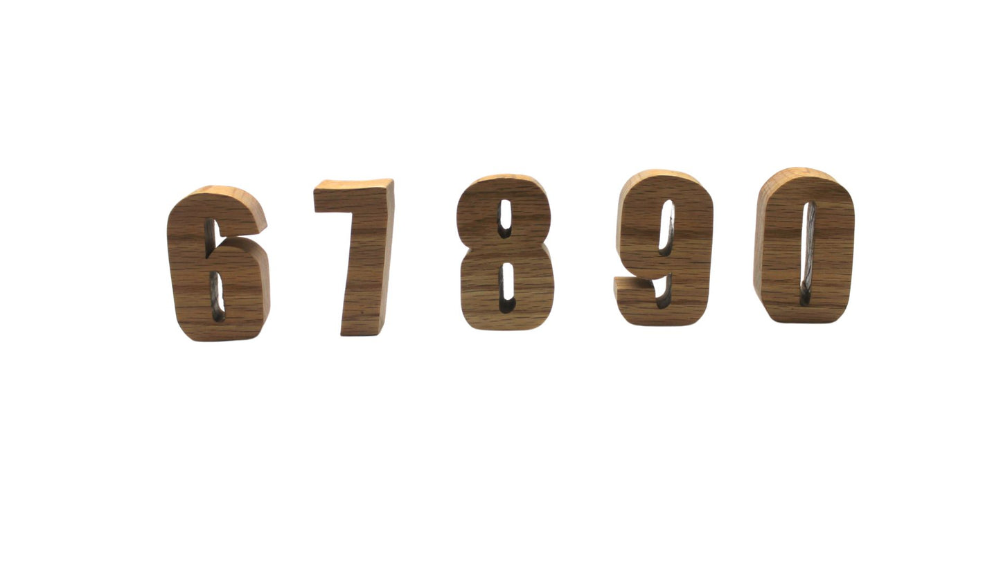 Number set, one through nine, plus zero. Great learning tool for young children. Choice of oak, or unfinished numbers you can paint