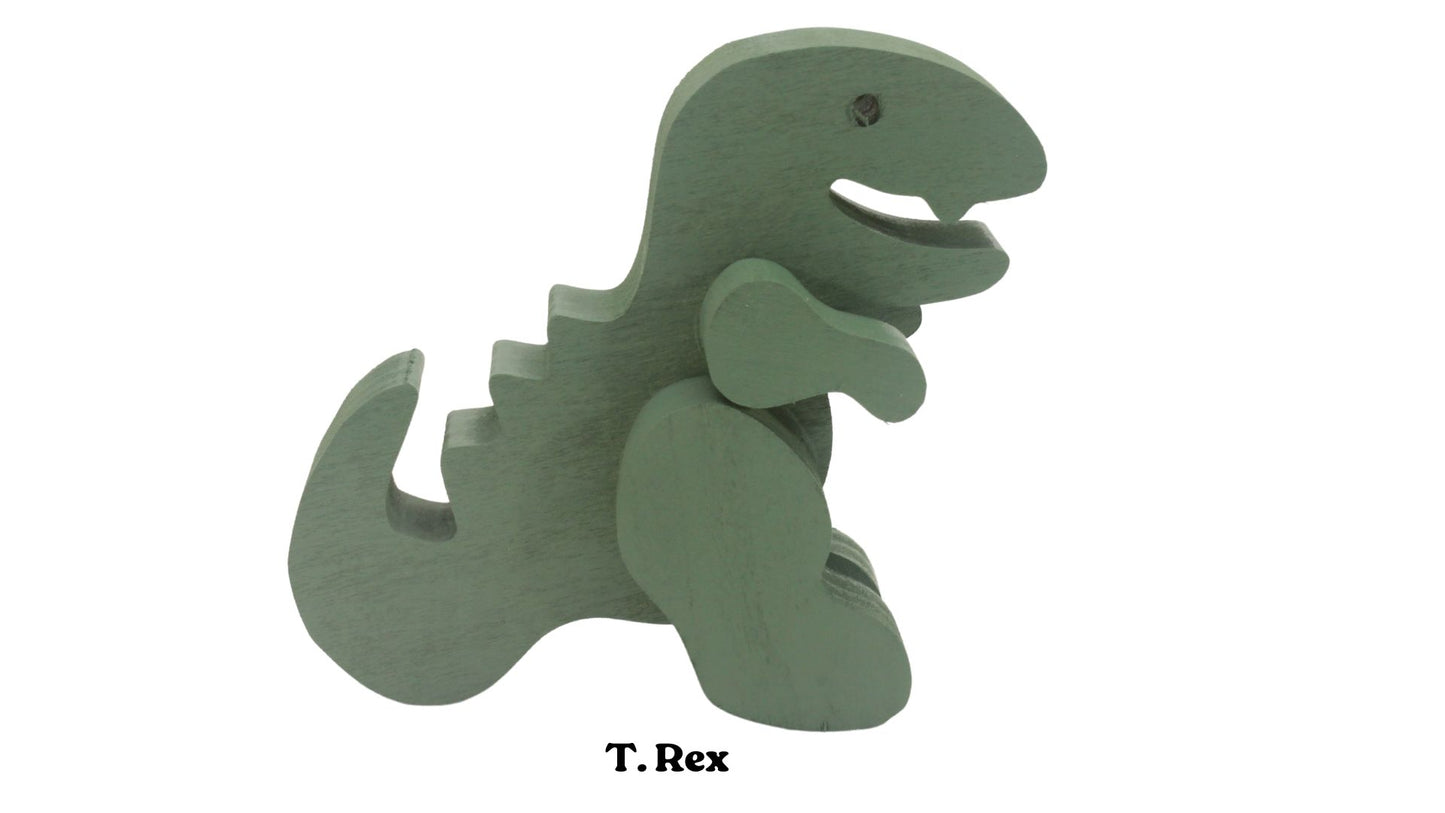 Dinosaurs: choose from a brontosaurus, triceratops, pterodactyl, tyrannosaurus rex, or stegosaurus. Solid wood; choice of oak, or painted green