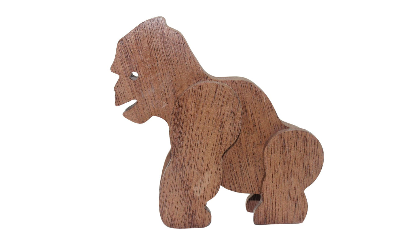 Whimsical Wooden Animal Toy Set: Gorilla, Elephant, Hippo, Giraffe, Hedgehog - Perfect Gift for Kids - Large Enough for Toddlers