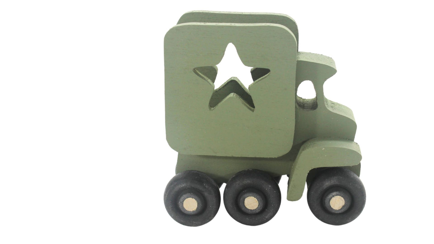 Tiny wood Army toy set: jeep, truck, tank