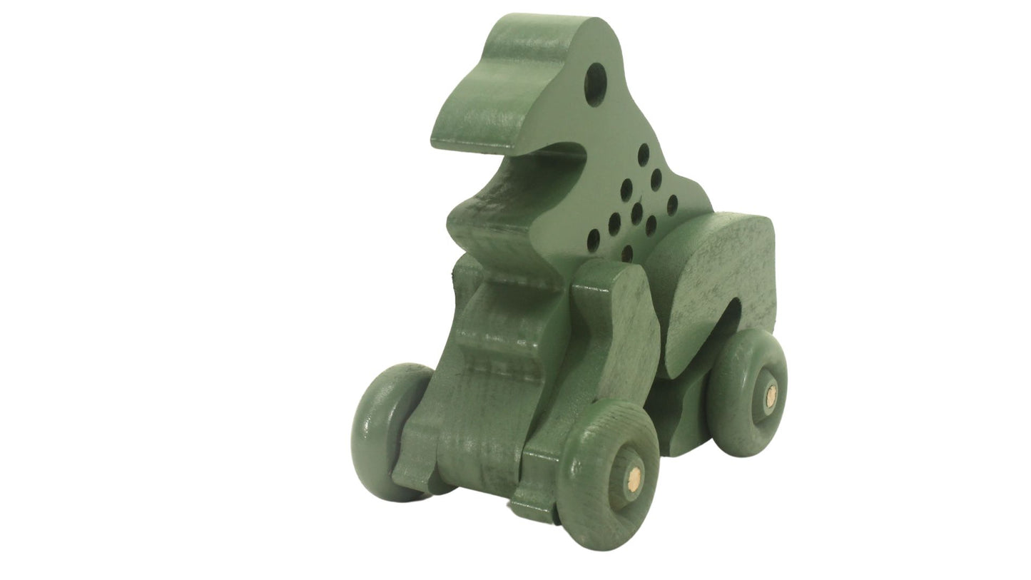 Whimsical Wooden Toy Frog on Wheels - Handcrafted Kids' Fun!