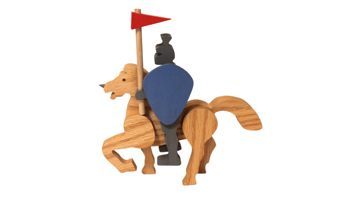 Knight on Horseback, Dragon, Fair Maiden- Handmade Figurines for Fairy Tale Enthusiasts