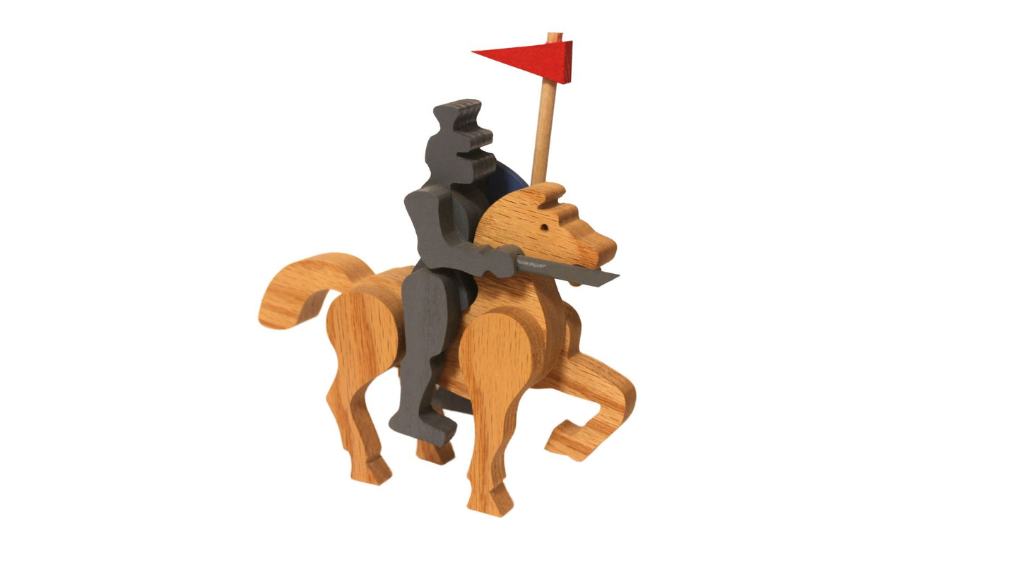 Knight on Horseback, Dragon, Fair Maiden- Handmade Figurines for Fairy Tale Enthusiasts