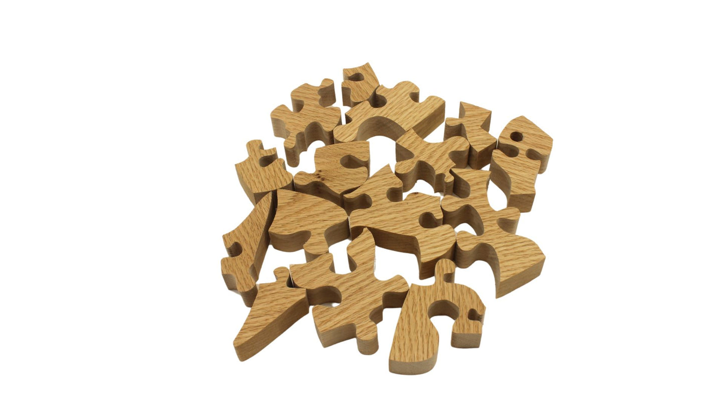 Fish puzzle made from solid oak, 15 pieces.